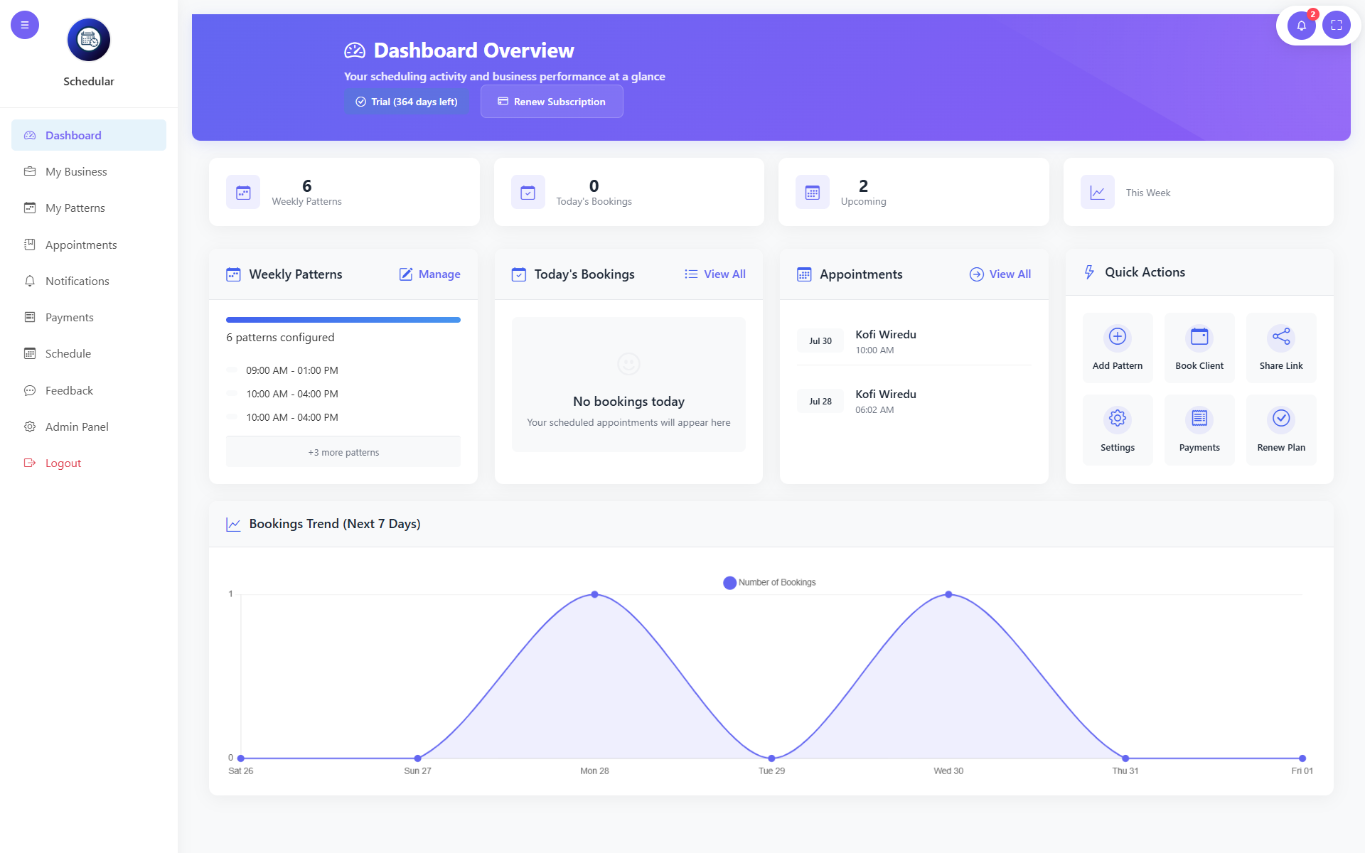Schedular Pro Dashboard